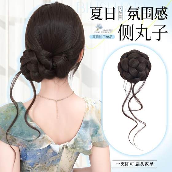 
Ball head wig clip, summer atmosphere, side ball buds, ancient style wig bun, new Chinese style wig ring