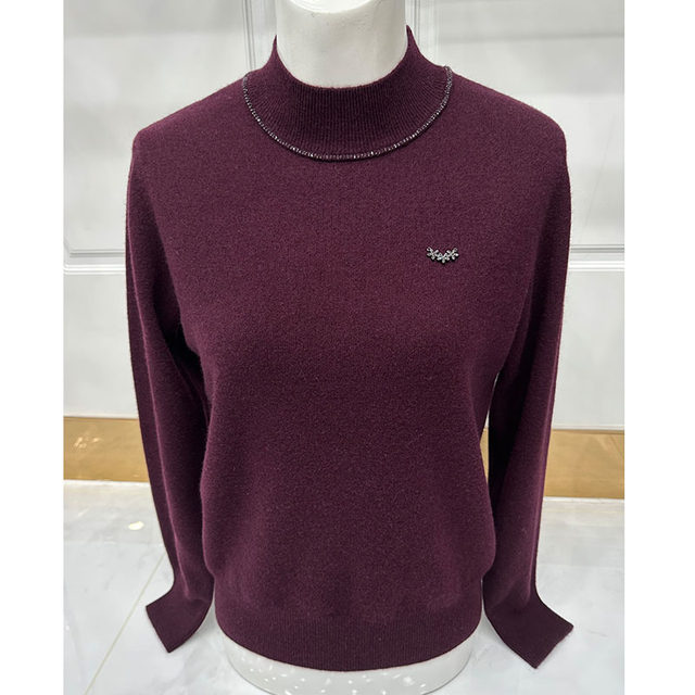 Sweater women's autumn and winter mother's high-end brand cashmere sweater bottoming knitted top middle-aged and elderly women's wool sweater new style