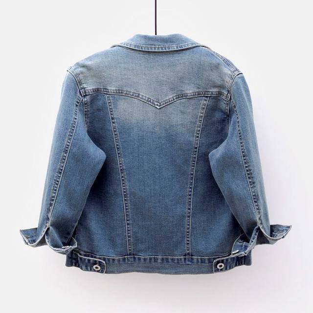 Elastic three-quarter sleeve denim jacket women's short 2024 spring and ...