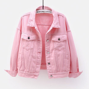 2025 spring new color denim jacket for women short Korean loose bf long-sleeved jacket for students versatile top