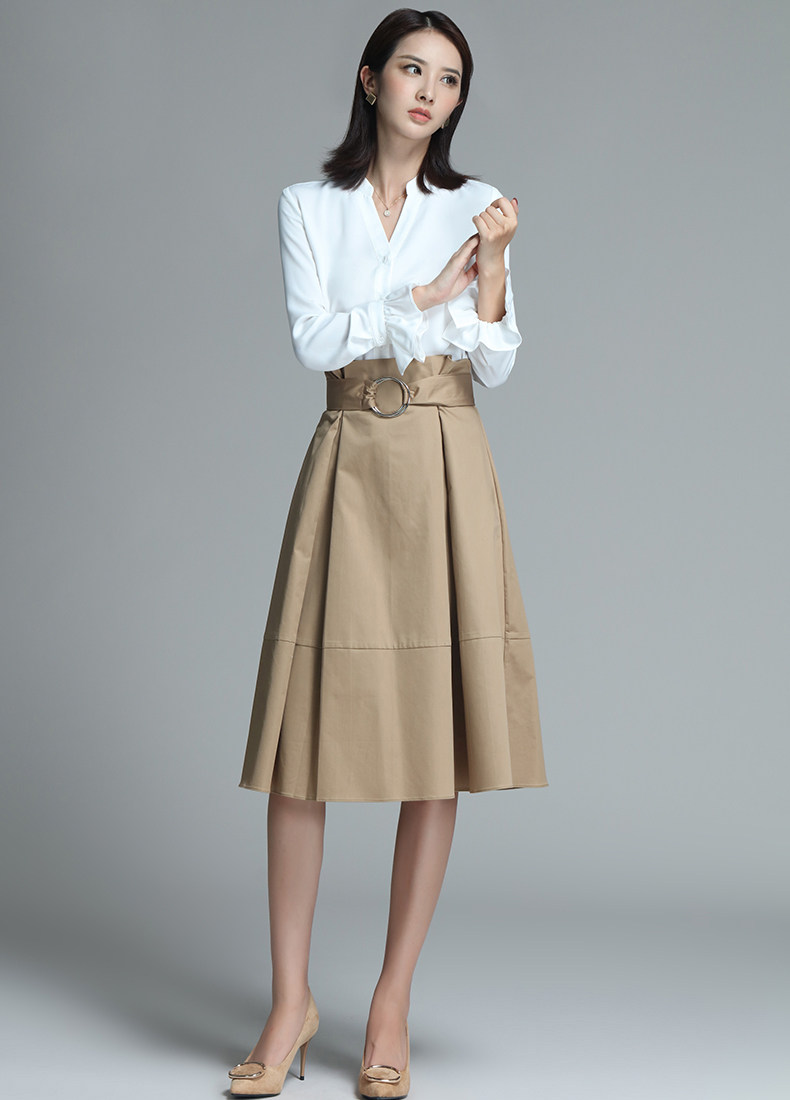 roeyshouse卡其色系带长裙