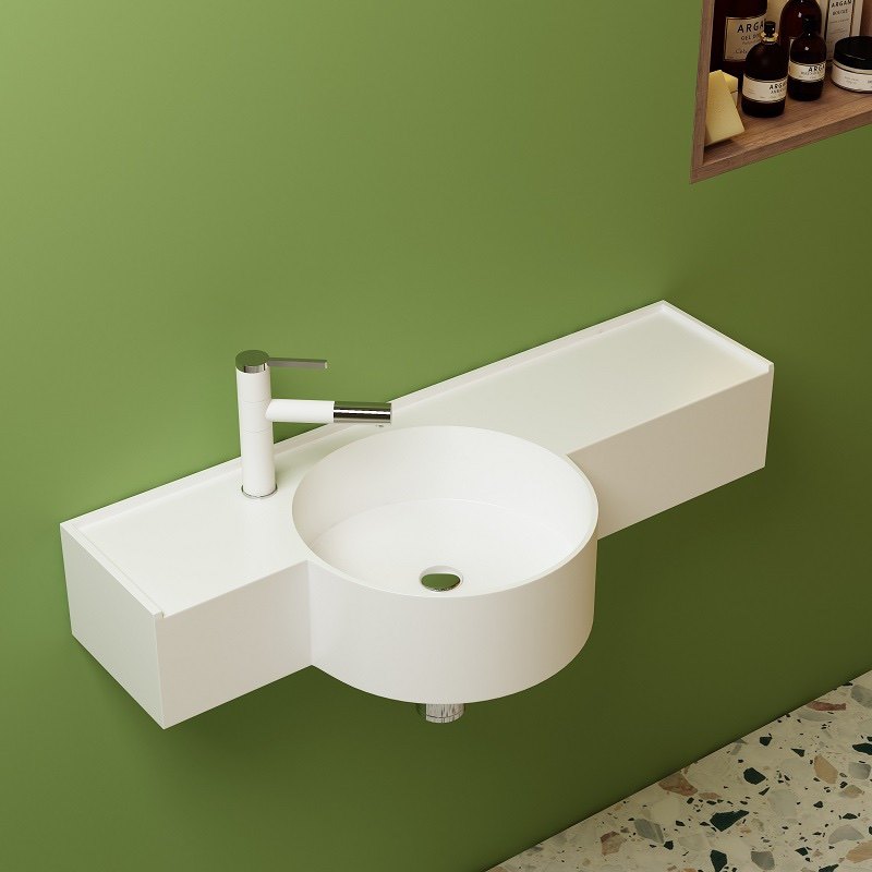 Wall-Mounted Artificial Stone Basin for Small Apartments - Integrated ...