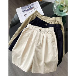 Pure Cotton Work Shorts for Women, Summer Thin Style, Plus Size, Slimming, Loose, Casual, Petite, Wide-Leg, Mid-Length Shorts