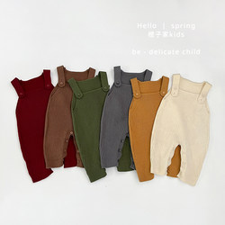 Baby Spring and Autumn Knitted Romper, Solid Color Knit Overalls for Boys, Cute Crawling Clothes for Girls, Casual Jumpsuit