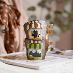 Yifang Cat Kiln Coffee Cup Jingdezhen Ceramic Cup Vintage Cat Mug High-Value Creative Niche Birthday Gift