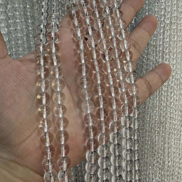 Pure natural white crystal round beads and loose beads semi-finished non-piezoelectric crystal DIY bracelet necklace beads supported for identification