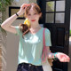 Longmei’s green V-neck modal short-sleeved T-shirt for women 2025 summer new loose slimming dopamine top