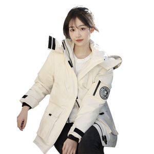 Camel waterproof work clothes down jacket 035 winter duck down mid-length style park overcoming raccoon fur collar men and women