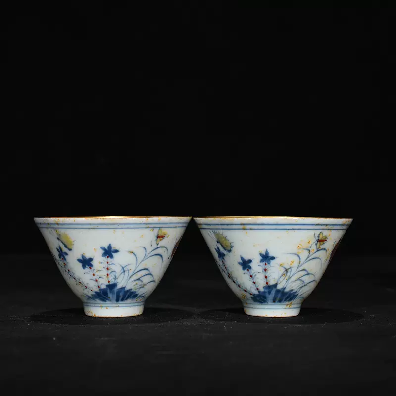 唐物 紫釉盃 一対 雍正年製 款 中国美術 古玩 SN815 唐物 紫釉盃 一対 雍正年製 款 中国美術 古玩 SN815 中国美術