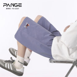 Fat Brother solid color dachshund print trendy brand pure cotton shorts men's summer large size loose straight casual casual pants