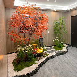 Simulated Maple Tree, Fake Red Maple Tree, Large Floor-Standing Artificial Plant, Hotel Exhibition Area Interior Decoration Landscaping Artificial Tree