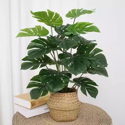 Artificial Flowers for Living Room Decoration, Bedroom Floor-Standing Bionic Green Plants, Fake Flower Potted Plants, Leaf Turtle Back Indoor Decoration