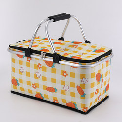Insulated Picnic Basket, Outdoor Foldable Spring Outing Picnic Basket, Camping Tote Basket, Delivery Insulated Box, Trendy Basket
