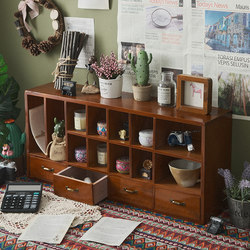 Desktop Storage Box Tape Cosmetics Organizer Desk Stationery Wooden Vintage Drawer Zakka Cabinet