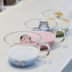 Clearance Japanese-Style Zakka Glass Cup for Bathing, Quirky and Fun ins Feng Shui Cup, Transparent with Handle, Niche Cup