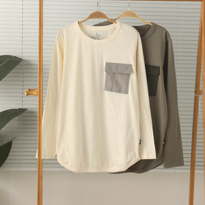 
Defect special price foreign trade men's round neck pure cotton long-sleeved home wear pajamas tops T-shirt cotton spring and autumn