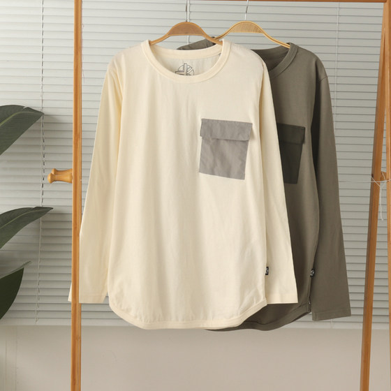 
Defect special price foreign trade men's round neck pure cotton long-sleeved home wear pajamas tops T-shirt cotton spring and autumn