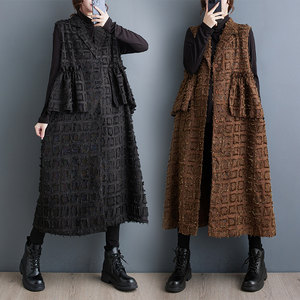 
Discounted autumn clothing, new fashionable suit collar, sleeveless cardigan, heavy industry long coat, versatile, slimming, trendy vest, over the knee