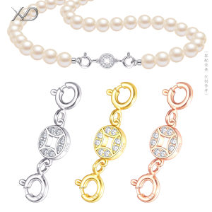 
S925 Sterling Silver Pearl Bracelet Necklace Double-head Spring buckle Closed ring Link buckle head extension DIY jewelry accessories