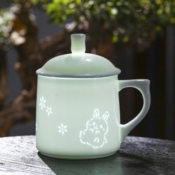 Jingdezhen Ceramic Tea Cup with Lid, Innovative Exquisite Cup, Cute Ladies' Water Cup, Coffee Cup, Office Home Gift Cup
