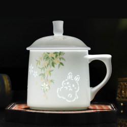 Innovative Exquisite Cup Jingdezhen Ceramic Tea Cup with Lid Cute Ladies' Water Cup Coffee Cup Office Home Gift Cup