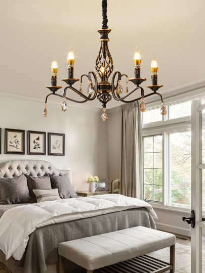 6灯 アメリカンレトロアイアンシャンデリア - Yue yiqing