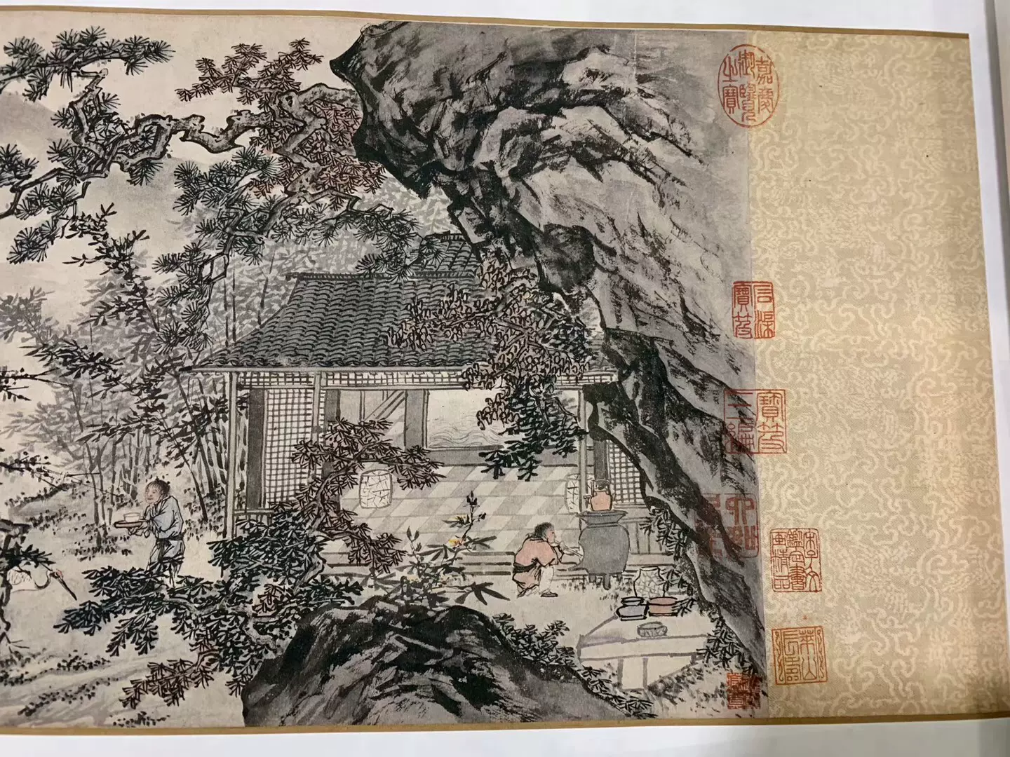 唐寅松崖别业图卷山水人物国画长手卷图片素材仿古董字画成品复制-Taobao