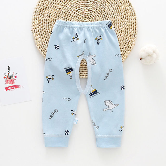 Baby autumn pants pure cotton spring new babies open crotch pants autumn and winter single -piece pajamas pants pants pants and children leggings
