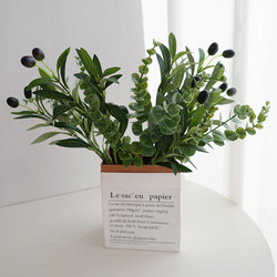 Nordic Artificial Green Plants, Artificial Flowers, Olive Branches, Eucalyptus Leaves, Fake Branches, Living Room Dining Table Plant Decorations