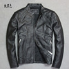 Schotts imported calfskin distressed stand collar slim fit short motorcycle suit leather jacket men,s leather jacket