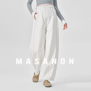 MASANON孕妇裤春秋外穿2026新款白色天丝弯刀裤休闲小个子直筒裤