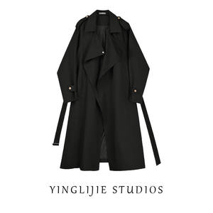 
British mid-length trench coat for women 2025 new spring and autumn small person looking slim and waist-hugging plus cotton thick coat coat