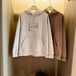 2026 Early Spring New Women's Clothing Max Cotton Blend Embroidered Long-Sleeved Knitted Hooded Sweatshirt