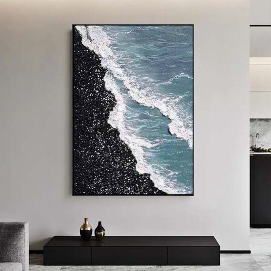 Cuadro Lienzo Paisaje Mar Puente - Pintura Nórdica Arte Pared - Decoración Hogar (Sin Marco)