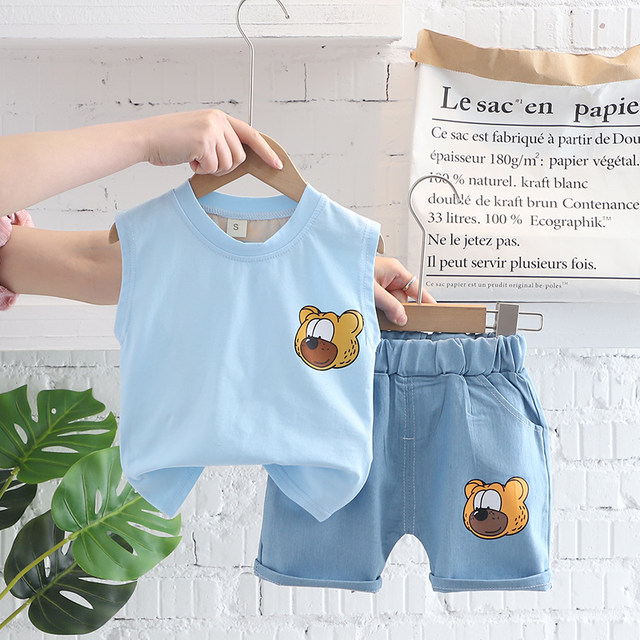 Boys' clothing sleeveless summer suit trendy baby summer vest shorts ...