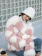 Snow winning imported fur fox fur grass hairy coat contrasting color chessboard 2024 winter new
