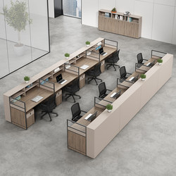 Screen Partition 4/6 Person Staff Office Desk and Chair Set, Modern Minimalist Computer Desk Workstation Office Cubicle