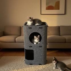 Cat Climbing Frame, Cat House, Space-Saving Felt Bucket Nest, Double-Layer, Three-Layer Cat Bucket, Tree Hole Cat Climbing Frame, Specially Designed for Large Cats
