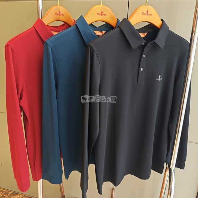 Biyinlefen counter genuine autumn men's long-sleeved T-shirt POLO shirt lapel modal cotton 363241479T
