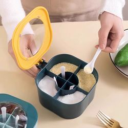 Kitchen Seasoning Box Set, Household Seasoning Jar for Salt, Msg, Pepper, Spices, Storage Box with Multiple Compartments