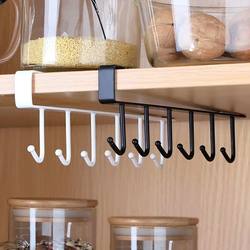 Home Kitchen Wrought Iron Cabinet Storage Rack Multi-Functional Hook Wardrobe Organizer Kitchen Traceless Nail-Free Hook