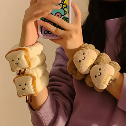 Cute Cheese Toast Face Washing Wristband, Anti-Drip and Anti-Moisture Sleeve, Handy Washing Wristband, Cute Cartoon Hair Tie