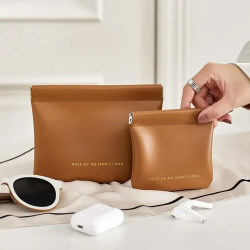 Small Storage Bag, Automatic Closing Data Cable, Wired Earphone Carry-On Bag, Mini Portable Cosmetic Bag, Lipstick Miscellaneous Bag