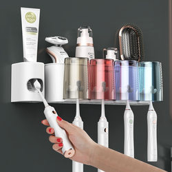 Toothbrush Holder, No-Drill Bathroom Cup Holder, Toothbrush Rack, Wall-Mounted Household Toothbrush and Toothpaste Set