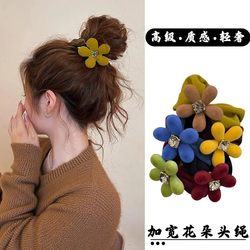 Dongdaemun's New Autumn and Winter Velvet Flower Wide Seamless Headband with High-End Sparkling Rhinestones and Traceless Plush Hair Tie Accessory