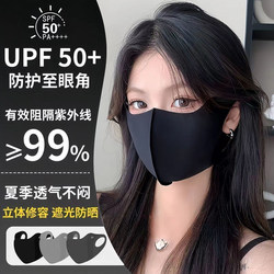 Ice Silk High-Quality Black Sun Protection Mask for Women, 3D Stereo Sunshade, Full Face Uv Protection, Thin Summer Mask
