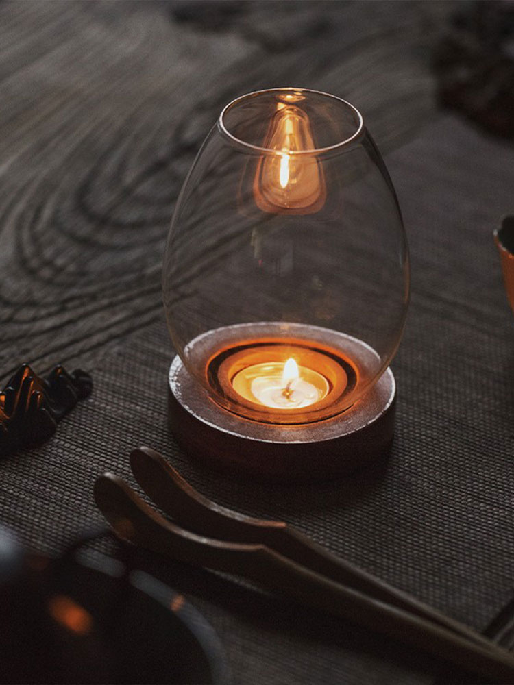 ガラス製キャンドルホルダー - レトロ禅スタイル
