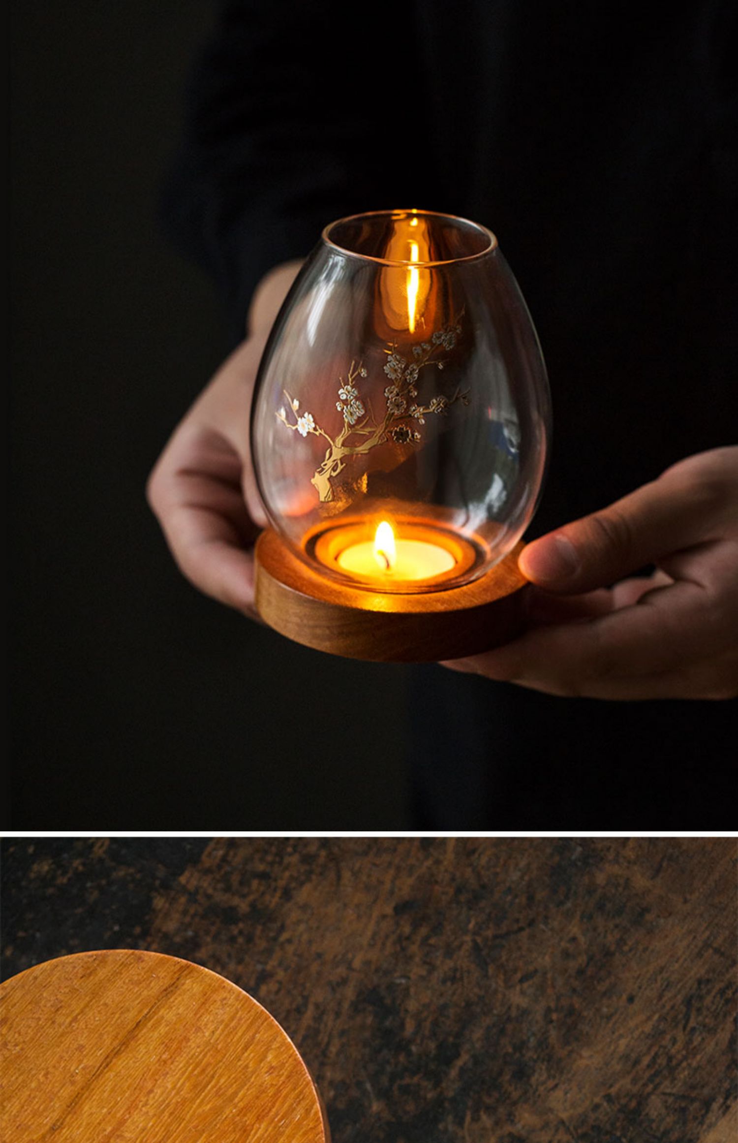 ガラス製キャンドルホルダー - レトロ禅スタイル