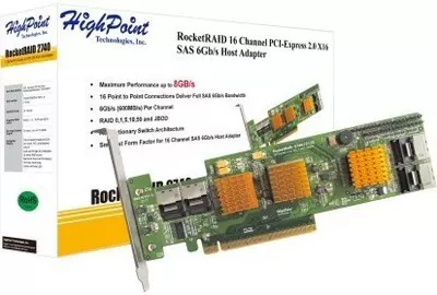 火箭HighPoint RocketRAID 2740 16通道SAS卡磁盤陣列卡-Taobao