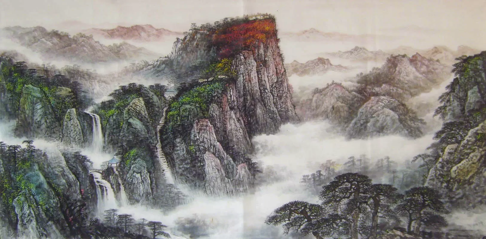 典藏*中堂画*山水圖*宋文治】 掛軸 置物 古賞物 中国古美術